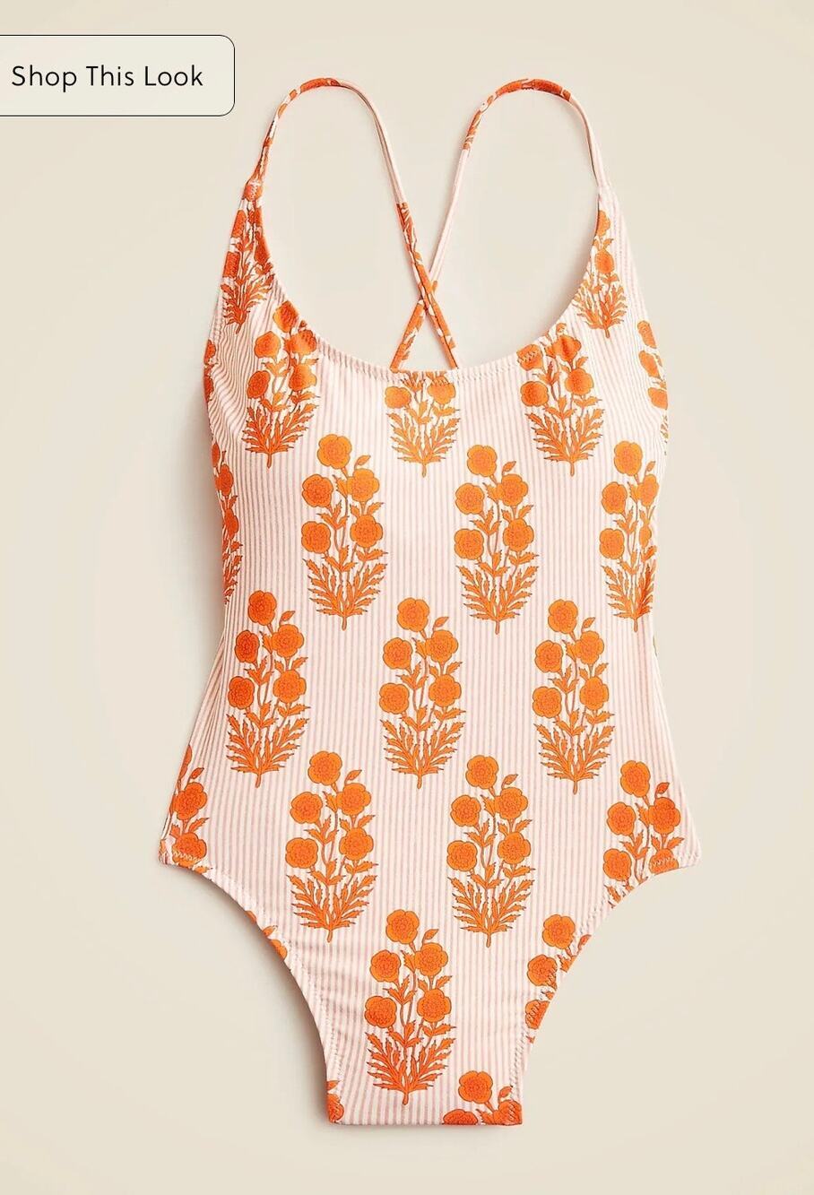 Jcrew One Piece Crossback Blockprint Bathing Suite